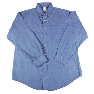 Brooks Brothers Shirt Mens 16 Blue Check Long Sleeve Button Down Classic Fit